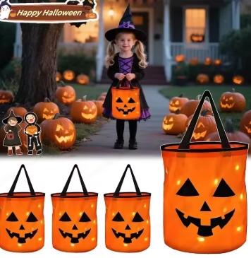 Glowing Pumpkin Halloween Candy Bag